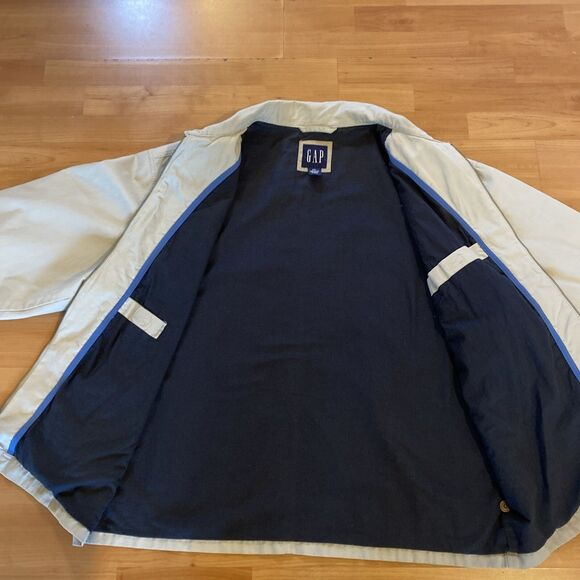Gap Bomber Jacket Men's 2XL XXL Beige Full Zip Collared‎ y2k 2000s - Picture 6 of 11